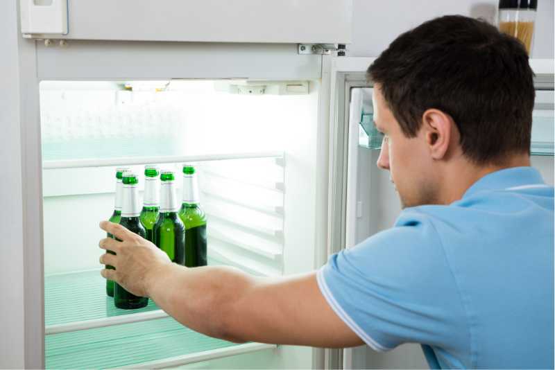 Glass bottles in the freezer 